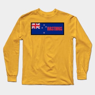 Hastings City in New Zealand Flag Long Sleeve T-Shirt